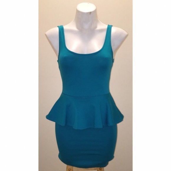 Forever 21 | Teal Peplum Dress - Picture 1 of 5